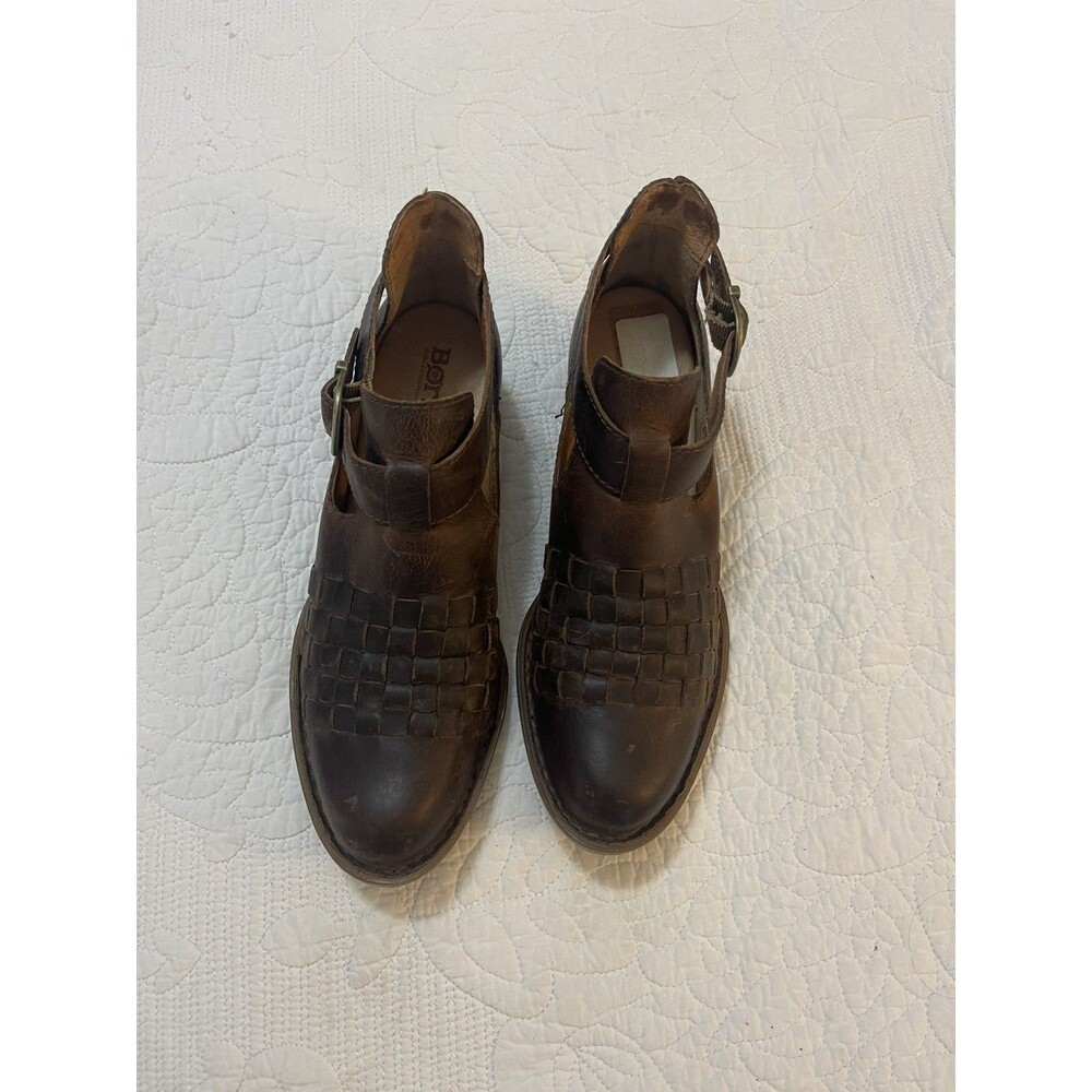 Born Women’s Woven Viveka Leather Ankle Boots Sz 6.5M buckle detail